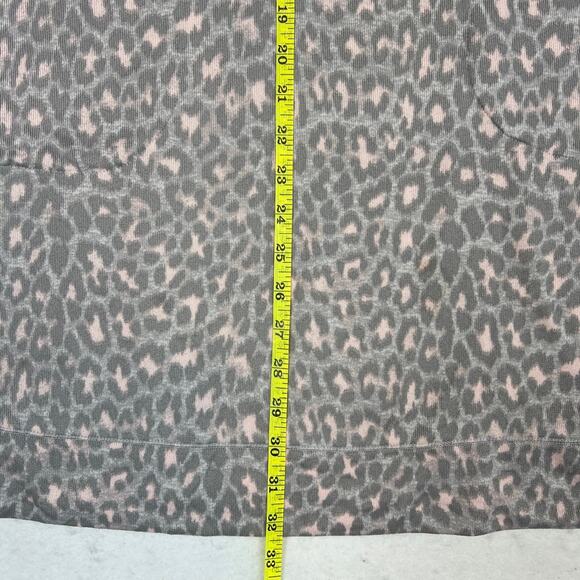 Kate Spade Sleep Shirt Long Sleeve Leopard Grey Pink Print Soft Cozy Comfort M - Picture 5 of 9